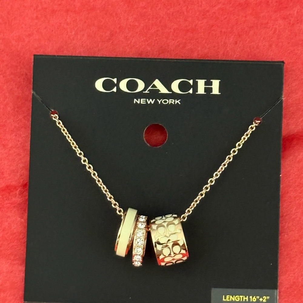 NWT Coach Gold and white crystals Necklace - Picture 2 of 8